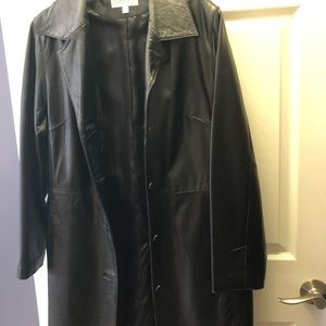 Ladies Black Leather Coat